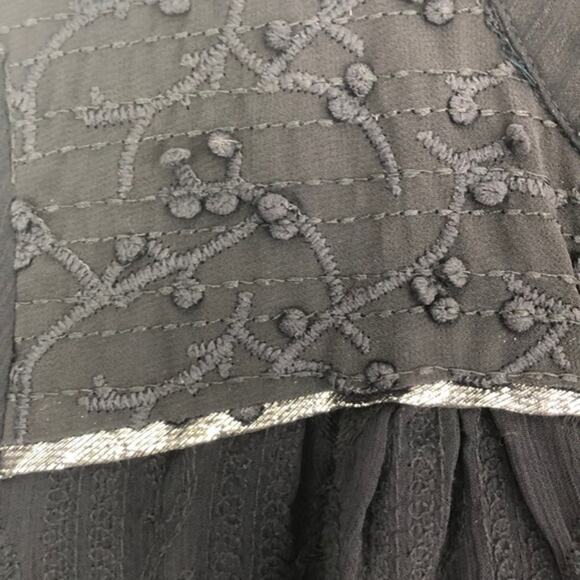 Anthropologie Tiny Embroidered Split Neck Blue - Picture 5 of 11